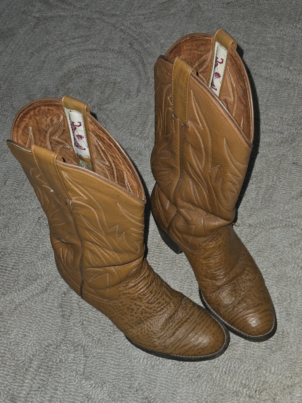 Vintage RENEGADE Western Cowboy Boots Sharkskin & Leather Mns 7.5 Wmns 9 SHARP